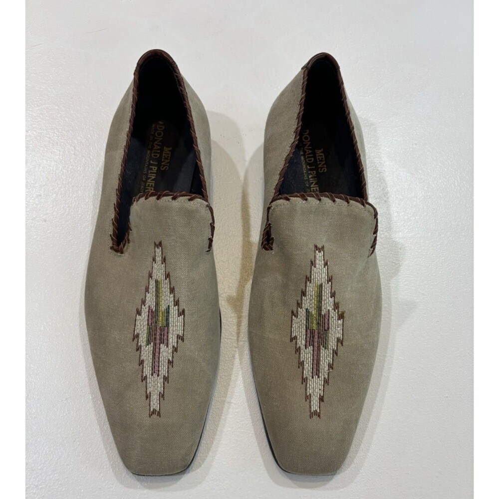 Donald J Pliner Men’s 13 Taupe Suede Square Toe Southwestern Geometric